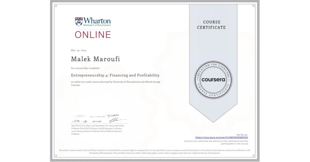 Entrepreneurship 4: Financing and Profitability