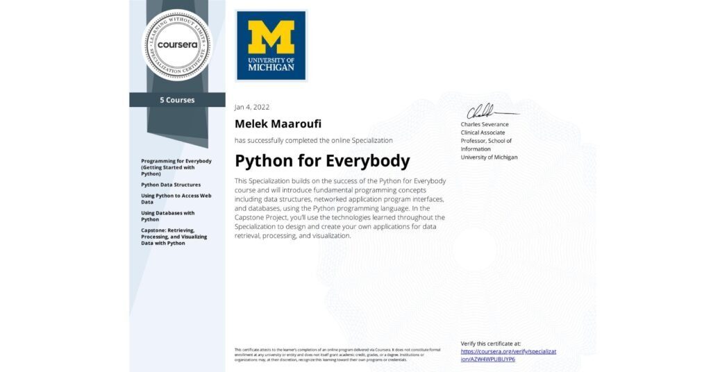 Specializations Python for Everybody