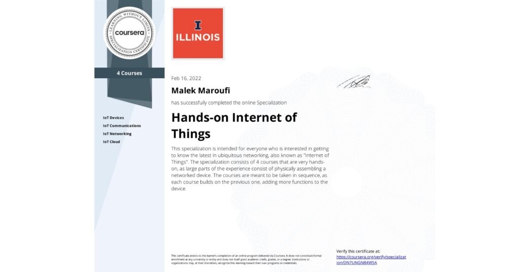 Specializations Hands-on Internet of Things